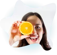 Woman holding orange woman holding orange